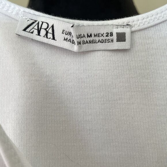 Halter Neck Bodysuit Medium Zara Crisp White Snap Bottom Core Stretch Women's - Picture 3 of 9